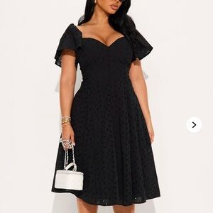 Fashion Nova Black Eyelet Dress